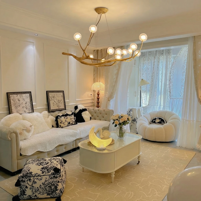 Organic Branch Chandelier - Modern Tree Branch Light with Glass Globes