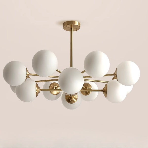 MOLECOLA Brass & Opal Glass Sputnik Chandelier
