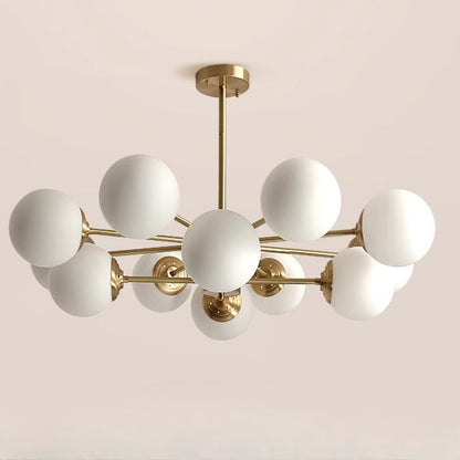 MOLECOLA Brass & Opal Glass Sputnik Chandelier