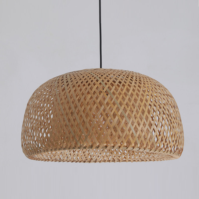Modern Bamboo Dome Pendant Light - Hand-Woven Wicker Chandelier