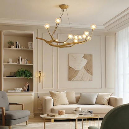 Organic Branch Chandelier - Modern Tree Branch Light with Glass Globes