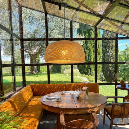 Modern Bamboo Dome Pendant Light - Hand-Woven Wicker Chandelier