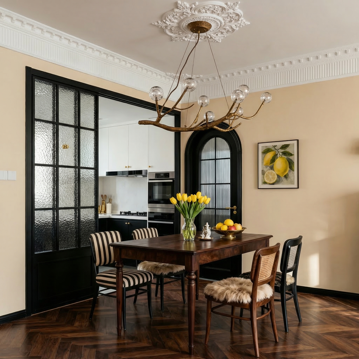 Organic Branch Chandelier - Modern Tree Branch Light with Glass Globes