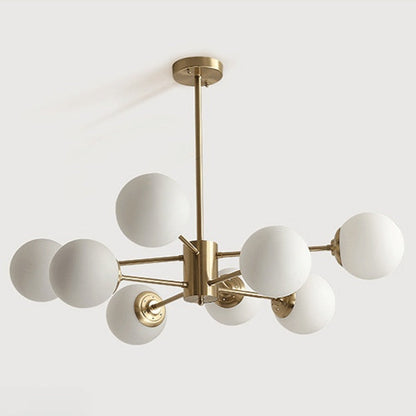 MOLECOLA Brass & Opal Glass Sputnik Chandelier