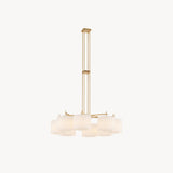 FORO Brass Wheel Linen Drum Chandelier