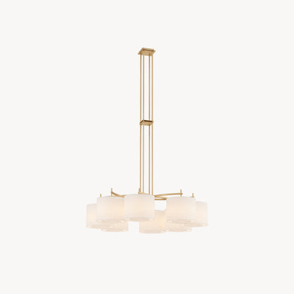 FORO Brass Wheel Linen Drum Chandelier