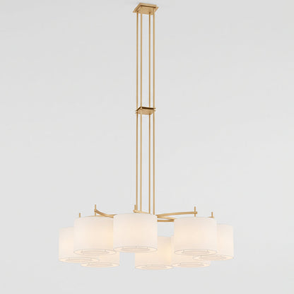 FORO Brass Wheel Linen Drum Chandelier