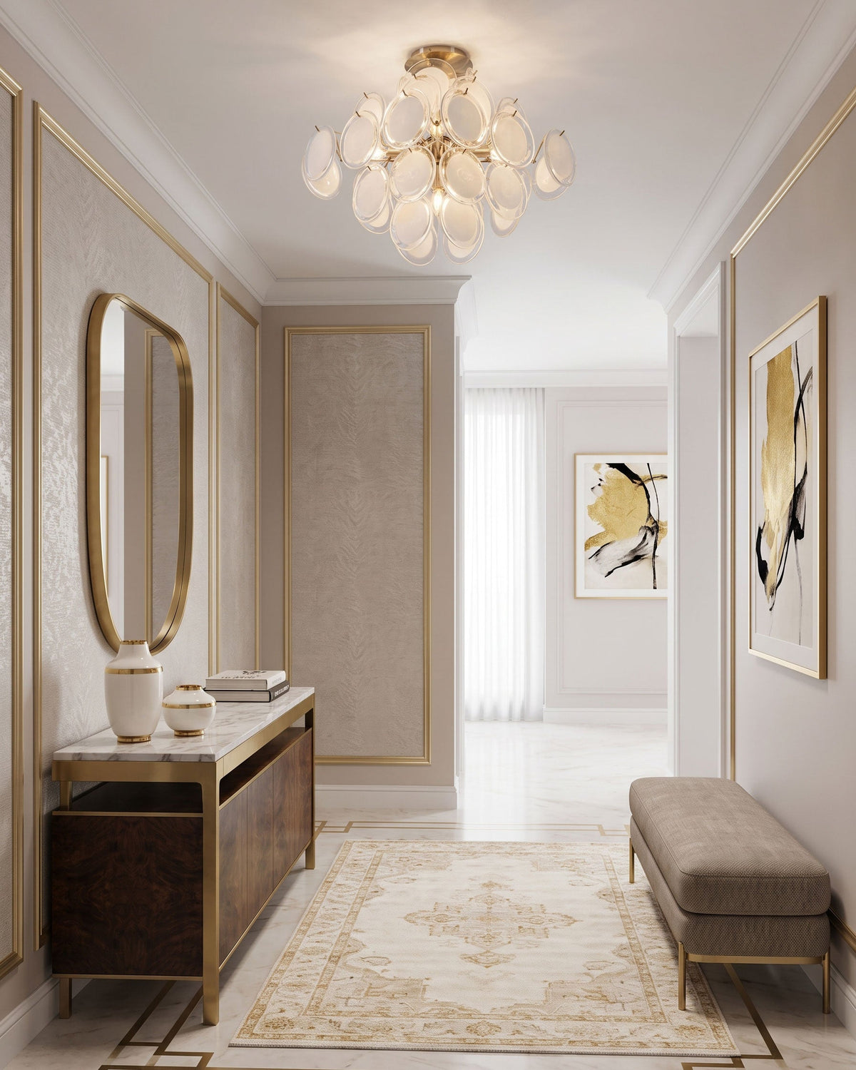 LAMINA Glass Disc Semi-Flush Ceiling Light