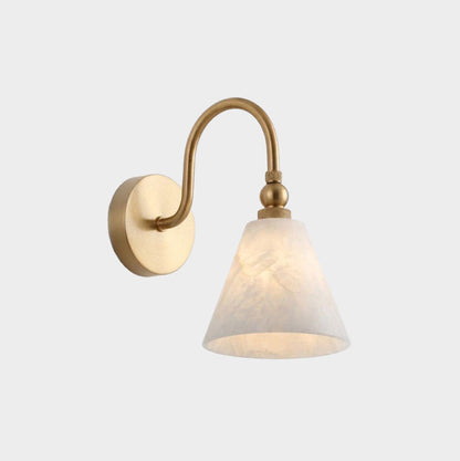 CYGNE Brass & Alabaster Gooseneck Wall Sconce