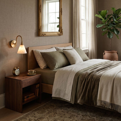 CYGNE Brass & Alabaster Gooseneck Wall Sconce