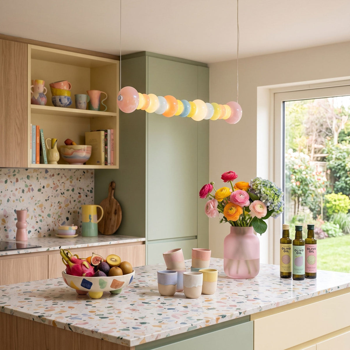CARAMELLA Pastel Glass Bead Linear Pendant Light