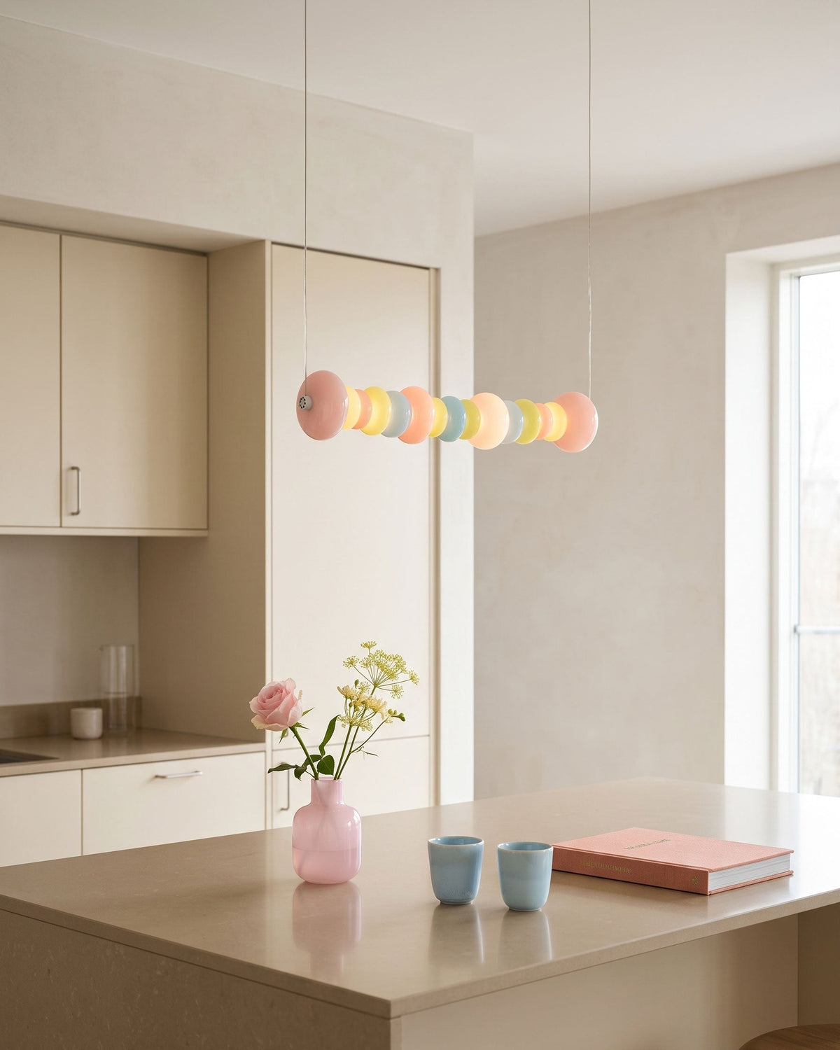 CARAMELLA Pastel Glass Bead Linear Pendant Light