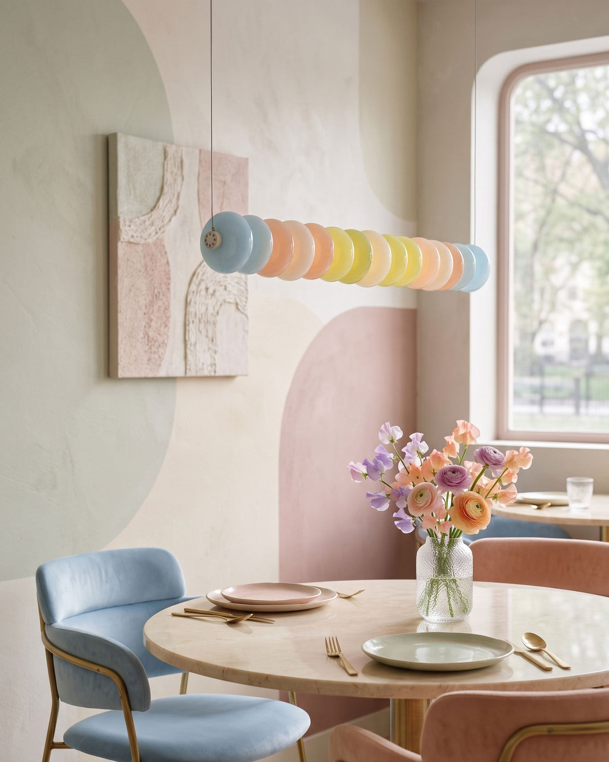 CARAMELLA Pastel Glass Bead Linear Pendant Light