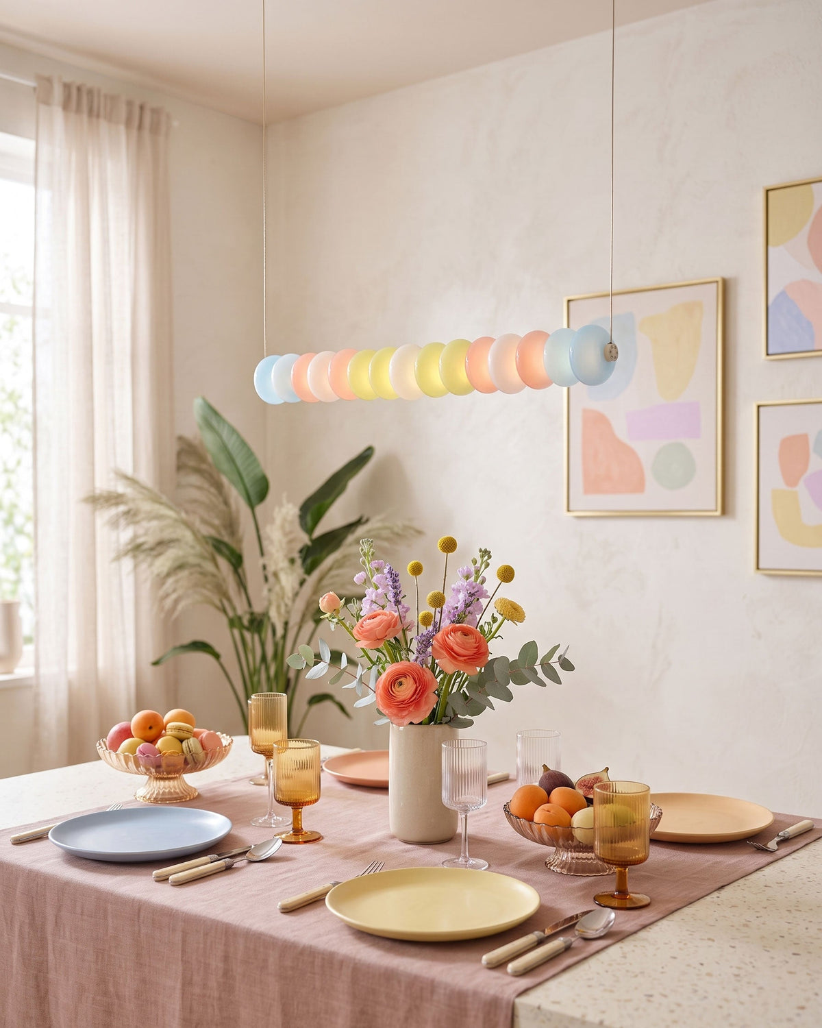 CARAMELLA Pastel Glass Bead Linear Pendant Light