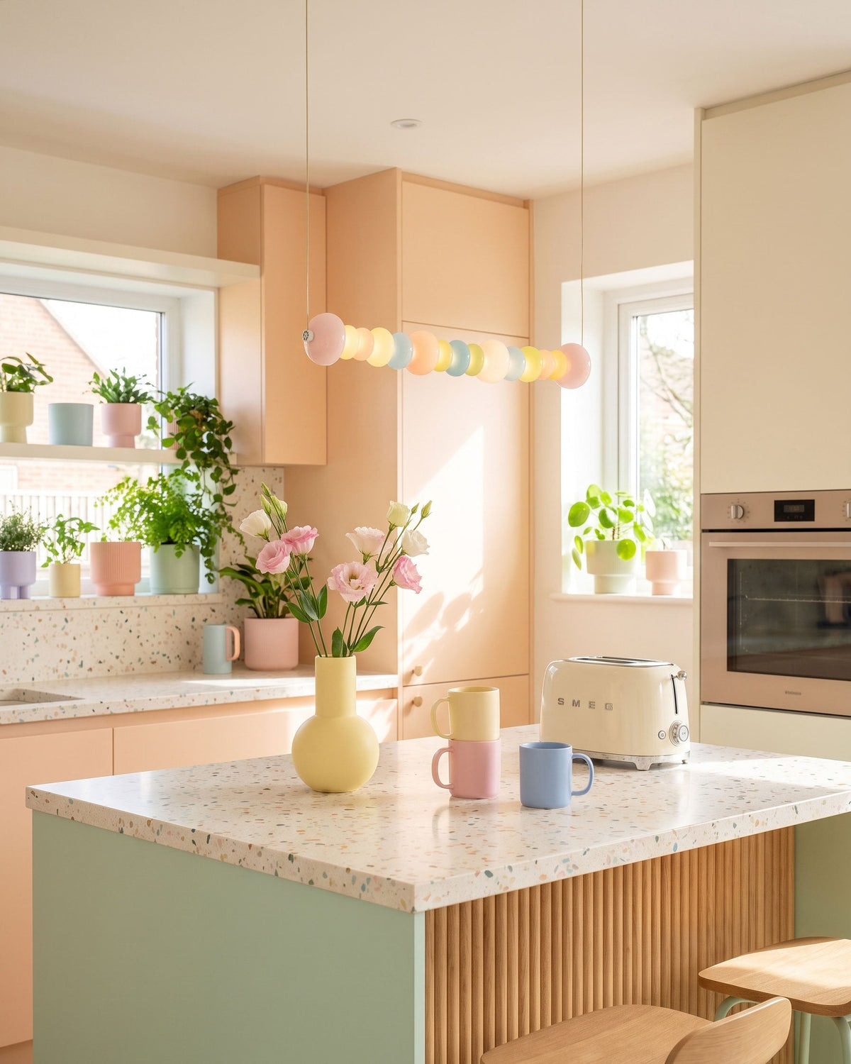 CARAMELLA Pastel Glass Bead Linear Pendant Light