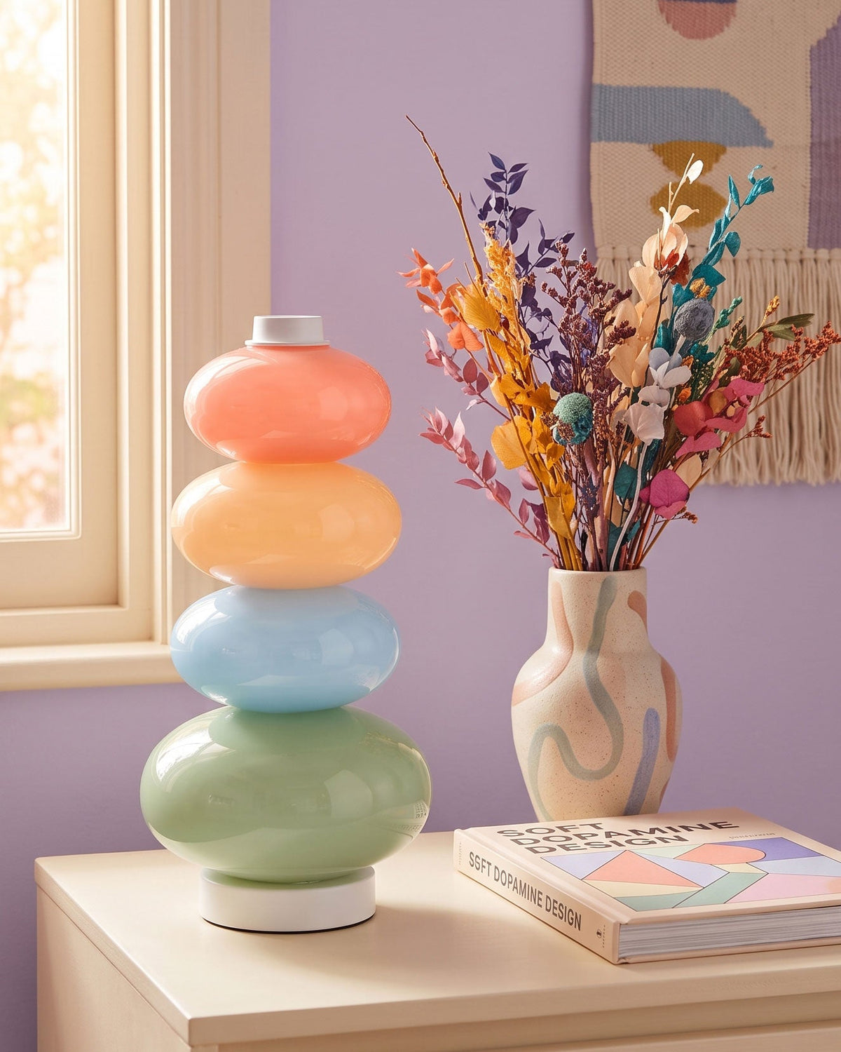 CARAMELLA Stacked Pastel Glass Table Lamp