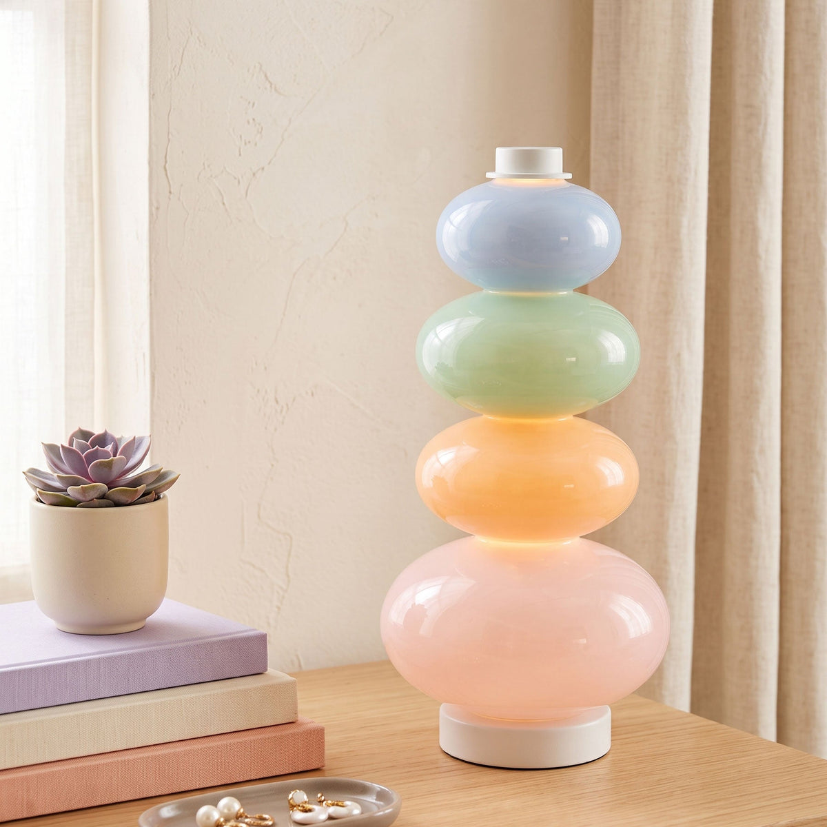 CARAMELLA Stacked Pastel Glass Table Lamp