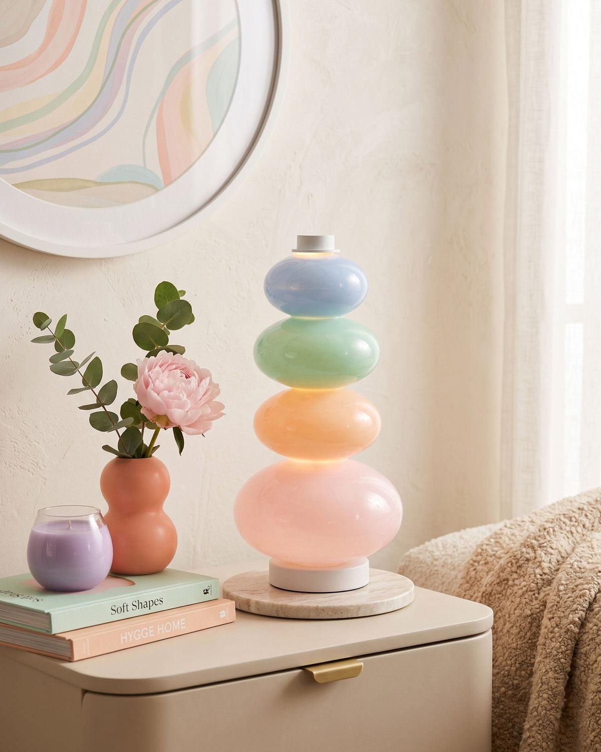 CARAMELLA Stacked Pastel Glass Table Lamp