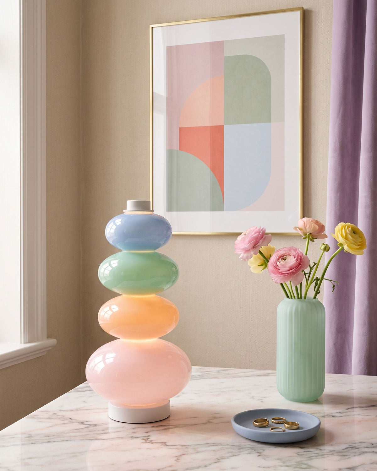 CARAMELLA Stacked Pastel Glass Table Lamp