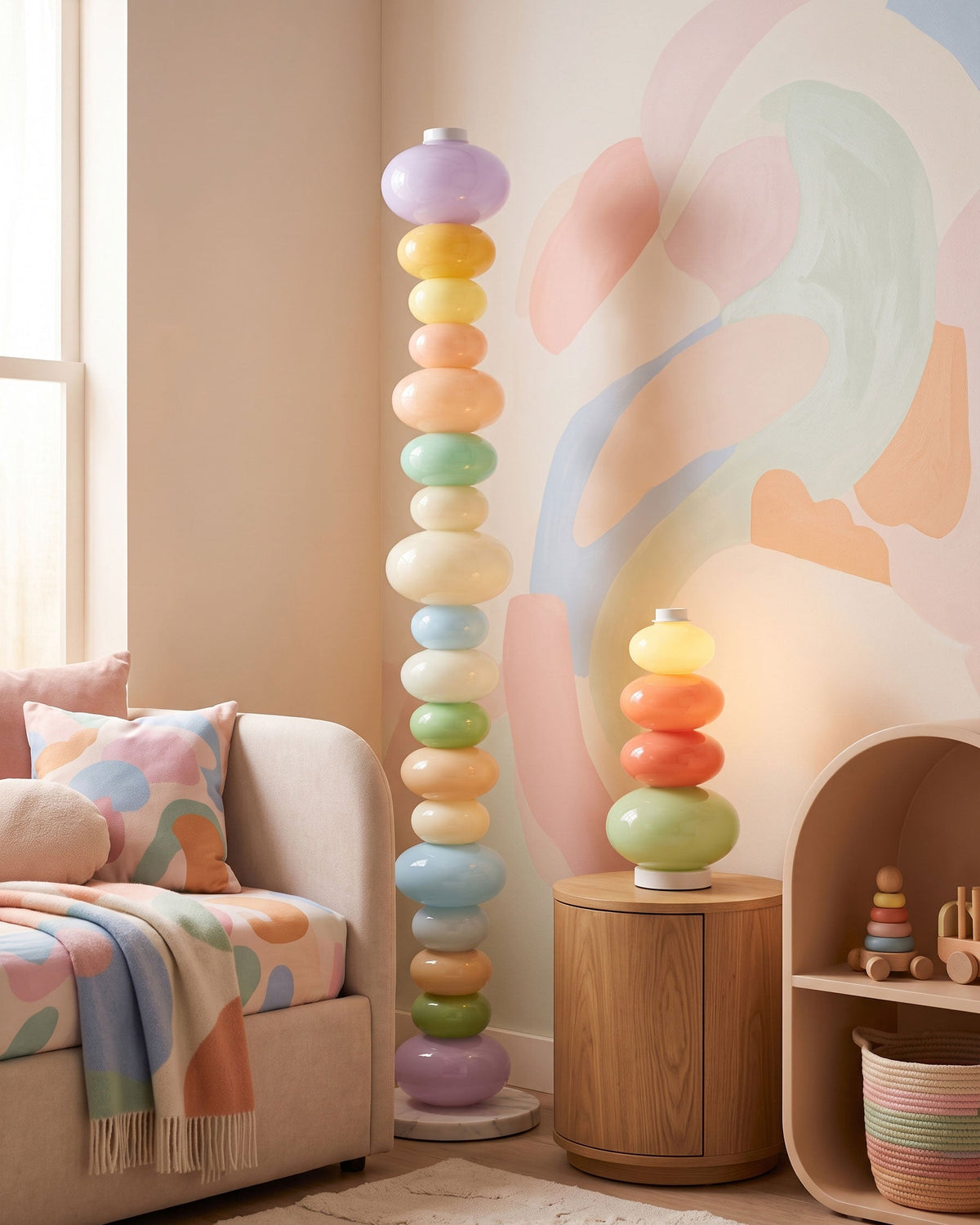 CARAMELLA Stacked Pastel Glass Floor Lamp