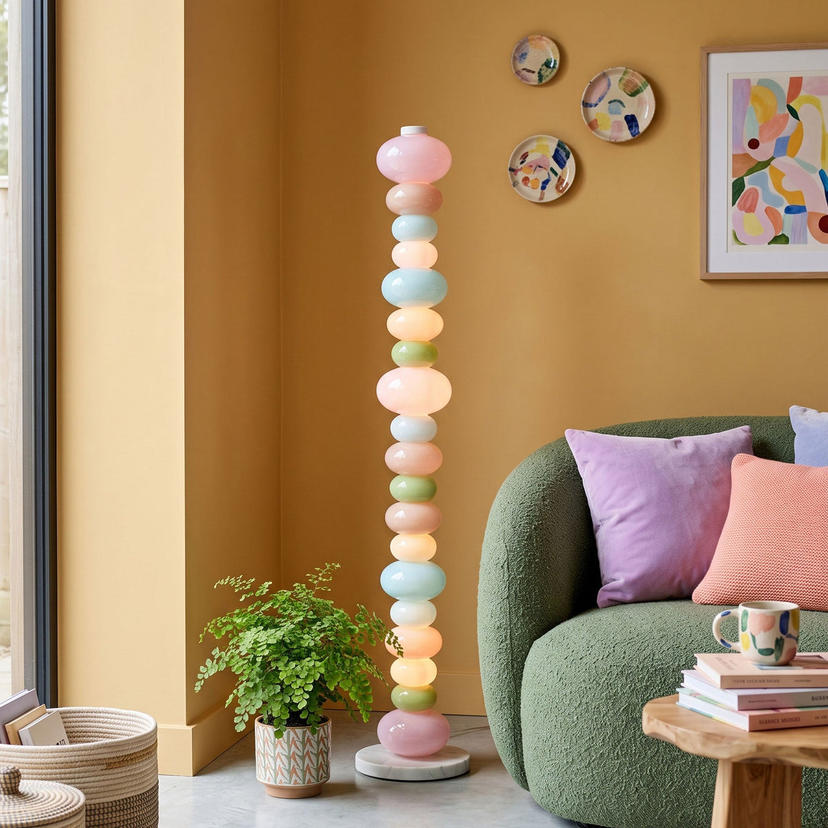 CARAMELLA Stacked Pastel Glass Floor Lamp