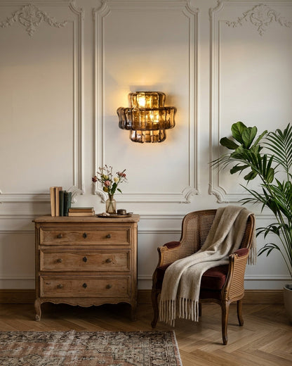 MUSCHIO Rippled Glass Wall Sconce