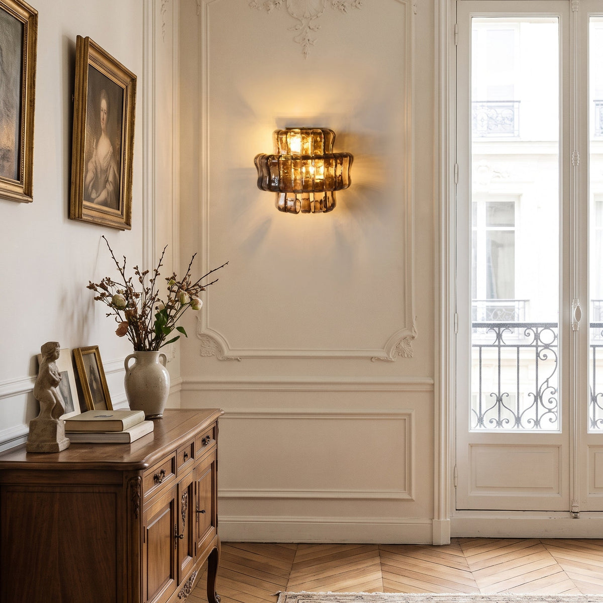 MUSCHIO Rippled Glass Wall Sconce