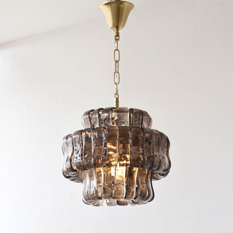 MUSCHIO Tiered Rippled Glass Chandelier