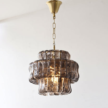 MUSCHIO Tiered Rippled Glass Chandelier
