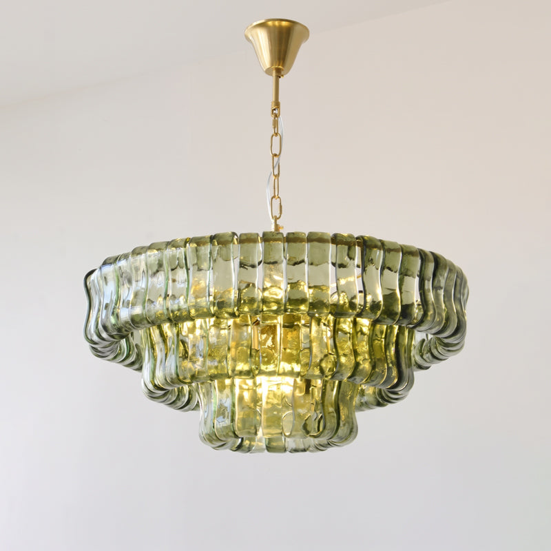 MUSCHIO Tiered Rippled Glass Chandelier