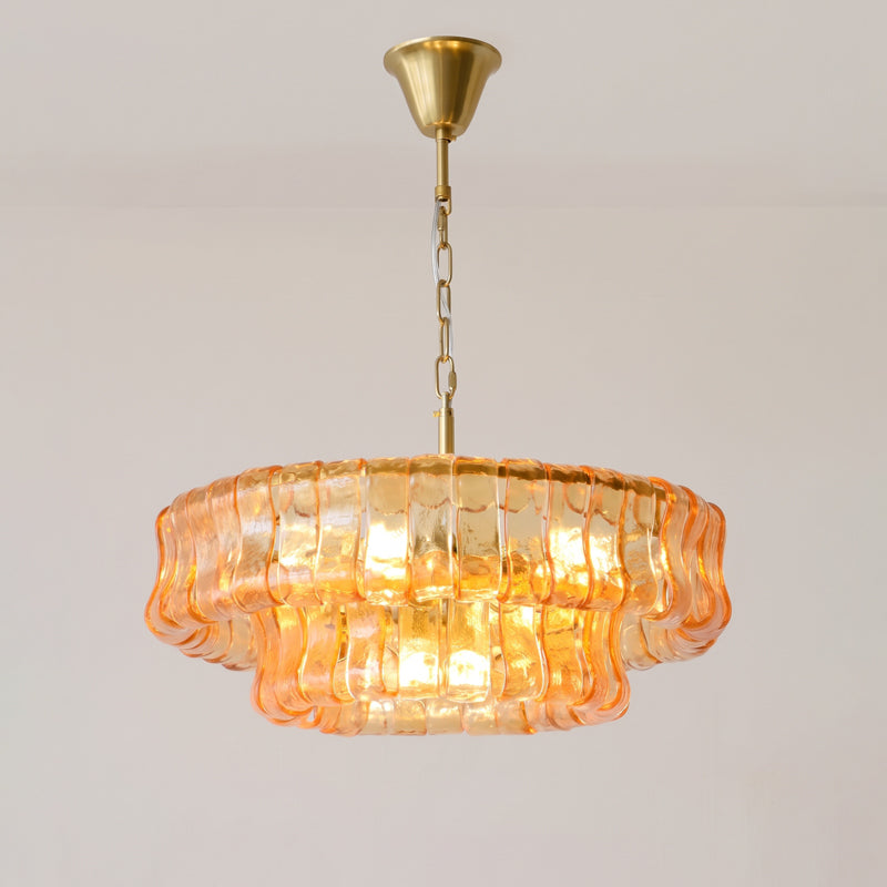 MUSCHIO Tiered Rippled Glass Chandelier