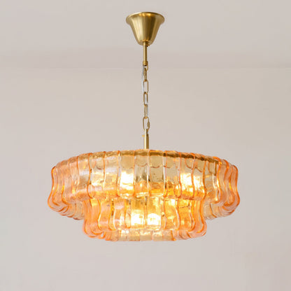 MUSCHIO Tiered Rippled Glass Chandelier