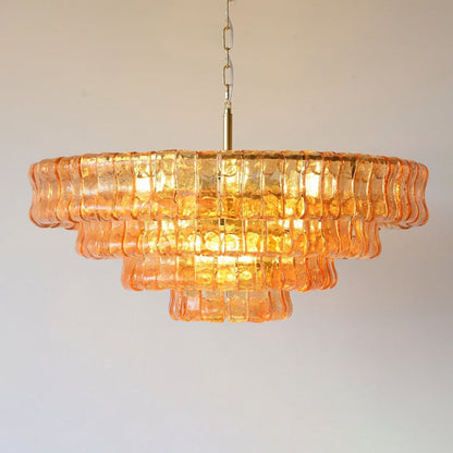 MUSCHIO Tiered Rippled Glass Chandelier