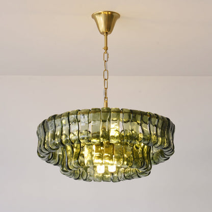 MUSCHIO Tiered Rippled Glass Chandelier