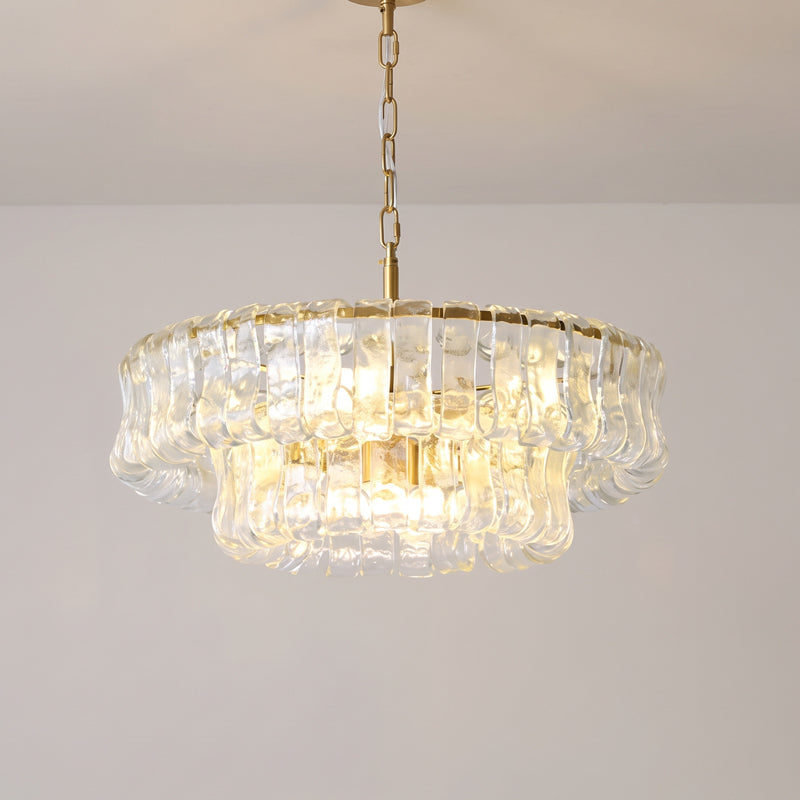 MUSCHIO Tiered Rippled Glass Chandelier