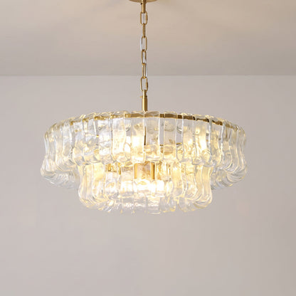 MUSCHIO Tiered Rippled Glass Chandelier