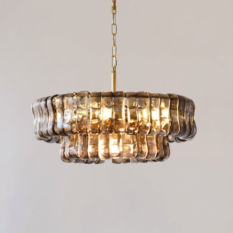 MUSCHIO Tiered Rippled Glass Chandelier