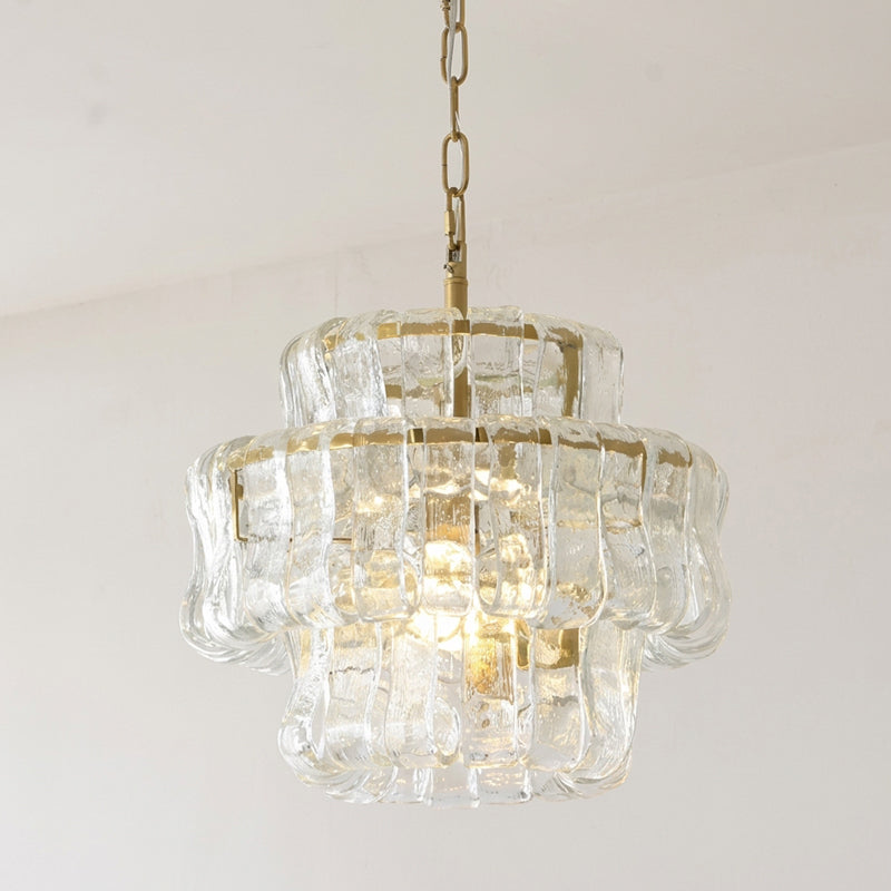 MUSCHIO Tiered Rippled Glass Chandelier