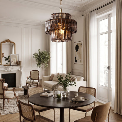 MUSCHIO Tiered Rippled Glass Chandelier