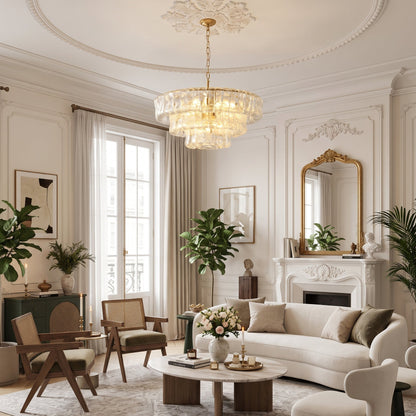 MUSCHIO Tiered Rippled Glass Chandelier