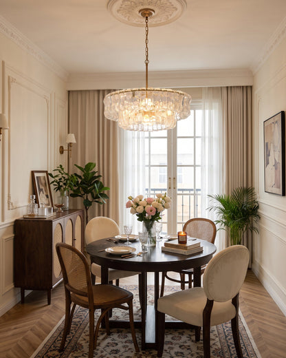 MUSCHIO Tiered Rippled Glass Chandelier