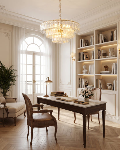 MUSCHIO Tiered Rippled Glass Chandelier