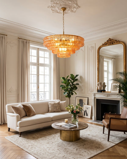 MUSCHIO Tiered Rippled Glass Chandelier