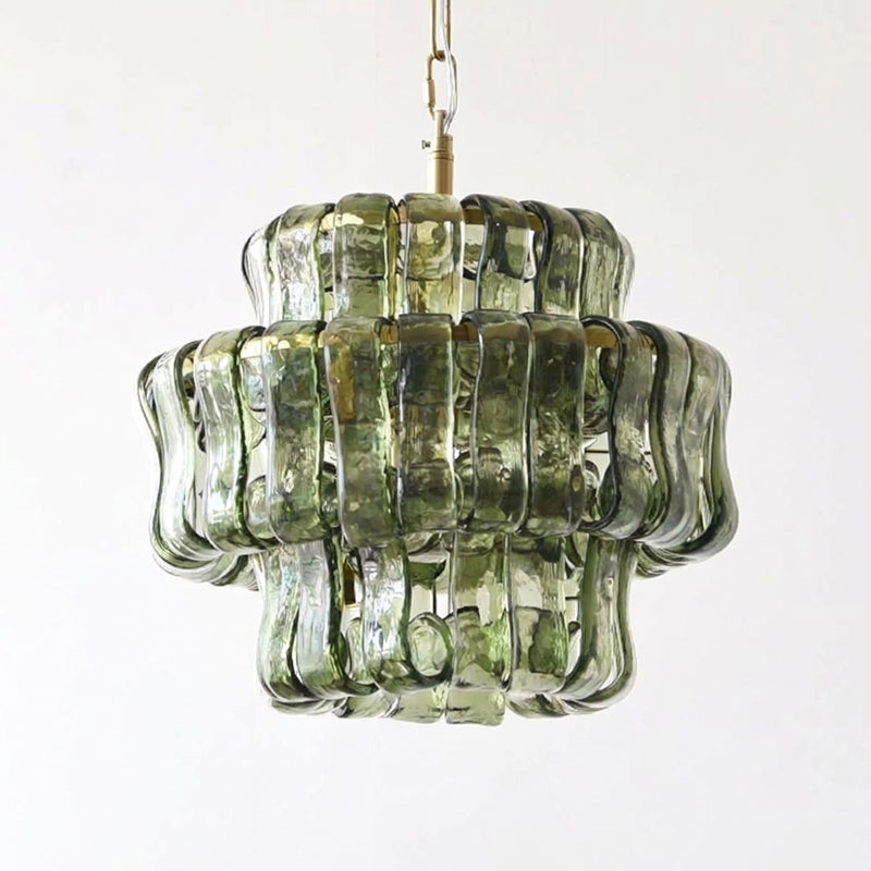 MUSCHIO Tiered Rippled Glass Chandelier