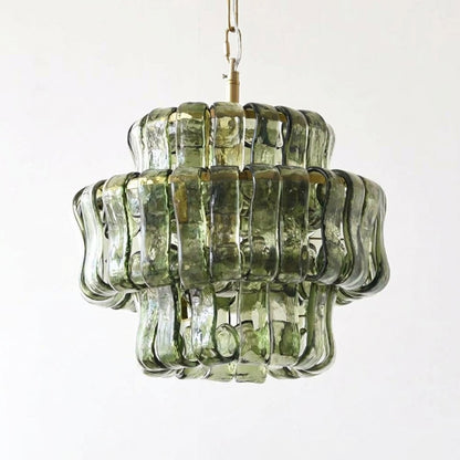 MUSCHIO Tiered Rippled Glass Chandelier