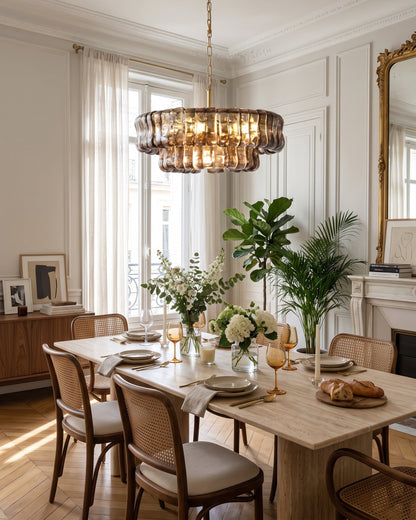 MUSCHIO Tiered Rippled Glass Chandelier