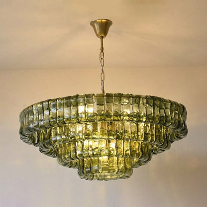 MUSCHIO Tiered Rippled Glass Chandelier