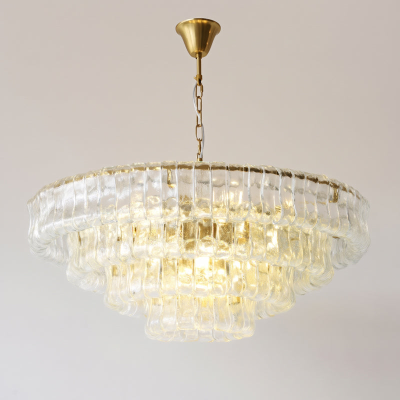 MUSCHIO Tiered Rippled Glass Chandelier