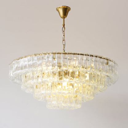 MUSCHIO Tiered Rippled Glass Chandelier