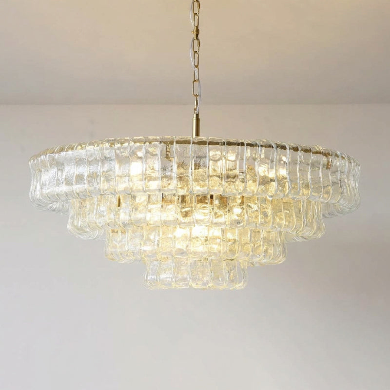 MUSCHIO Tiered Rippled Glass Chandelier